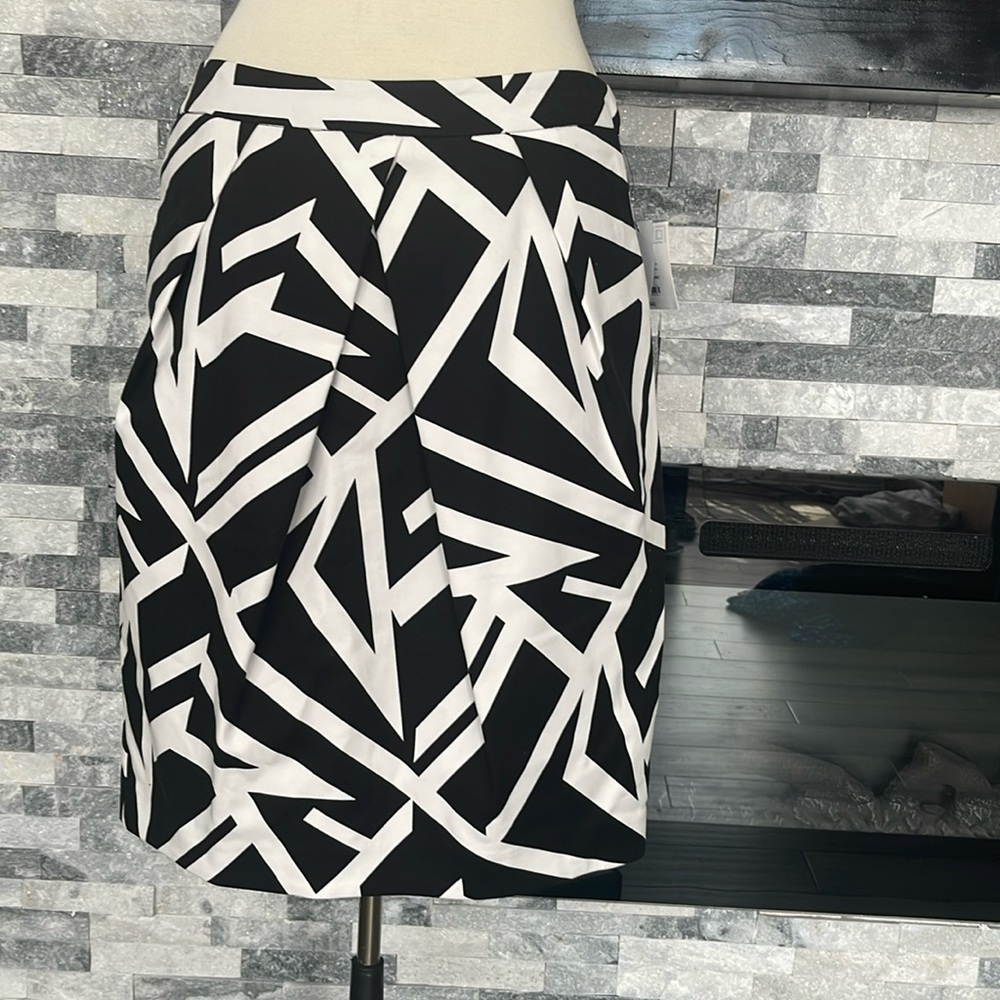 Liz Claiborne Pencil Bubble Skirt 12 Black White Abstract Casual Work Clothes